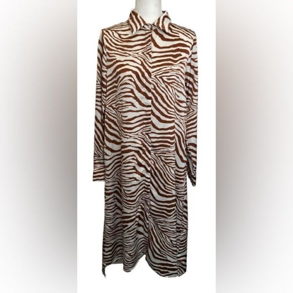 SEN Zebra Long Shirt Dress Small Super Cute - Picture 3 of 6